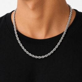 Ghetto Silver Rope Chain Necklace – 50cm