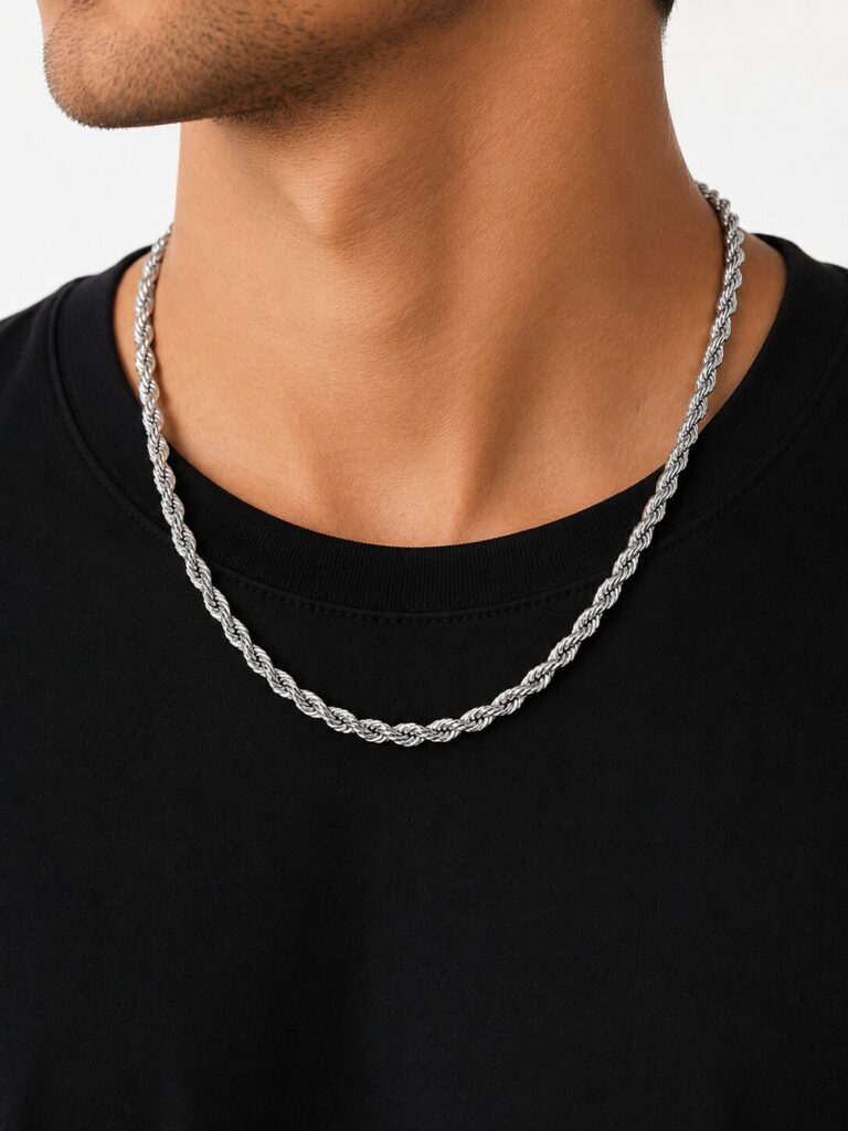 Ghetto Silver Rope Chain Necklace – 50cm - Image 2