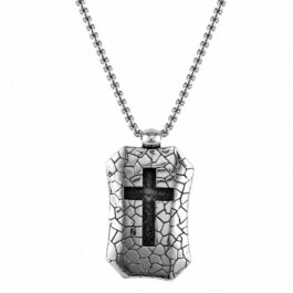 Ghetto Stainless Steel Cross Pendant Necklace – 55cm Silver Chain