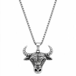 Ghetto Bull Head Stainless Steel Necklace – Silver Chain 55cm