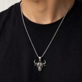 Ghetto Bull Head Stainless Steel Necklace – Silver Chain 55cm