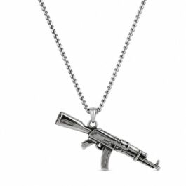 Ghetto AK-47 Stainless Steel Necklace – Silver | 55cm Chain