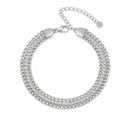 Ghetto Stainless Steel Silver Crystal Chain Bracelet