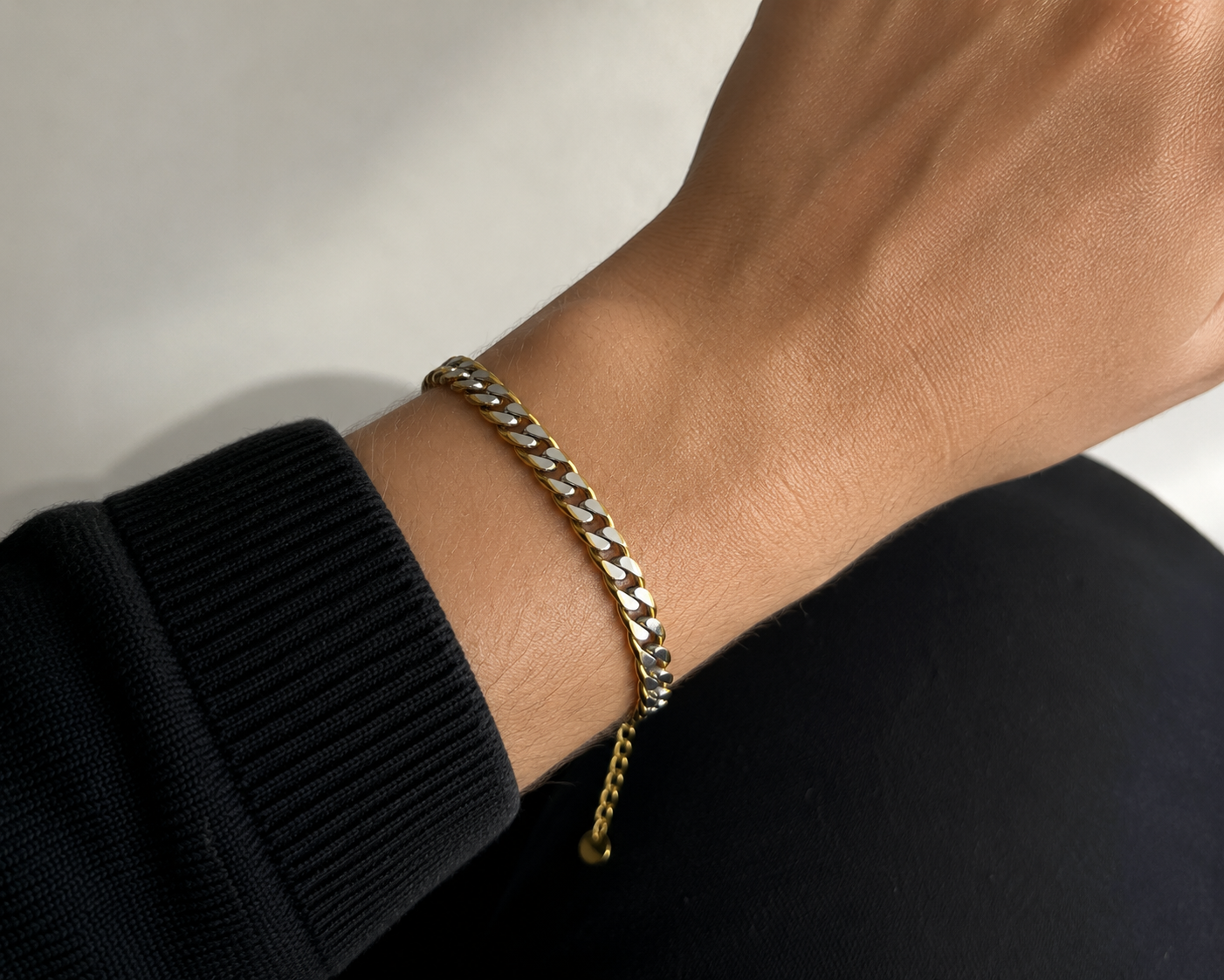 Gold & Silver Two-Tone Stainless Steel Chain Bracelet