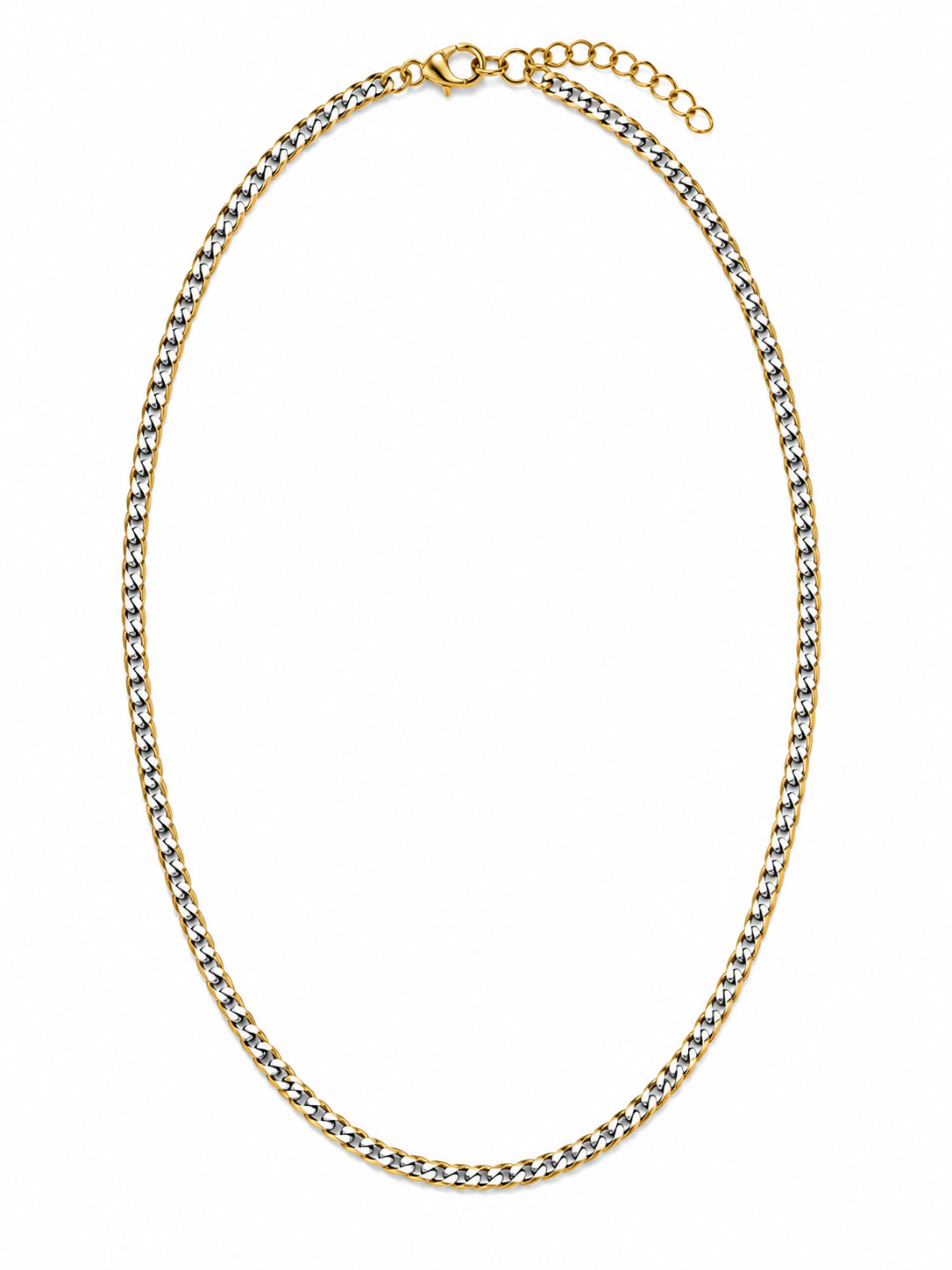 Men's 2 Tone Stainless Steel Chain Necklace 55cm