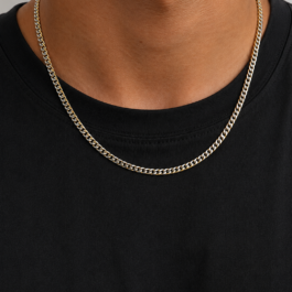 Ghetto 2 Tone Stainless Steel Chain Necklace 55cm Ι (flat) Cuban chain