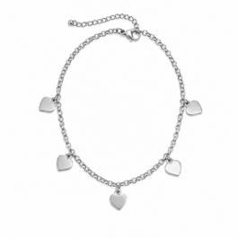 Ghetto Stainless Steel Heart Charm Anklet – Silver