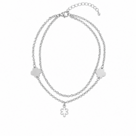 Ghetto Stainless Steel Clover Anklet – Silver | 21cm + 5cm Extension