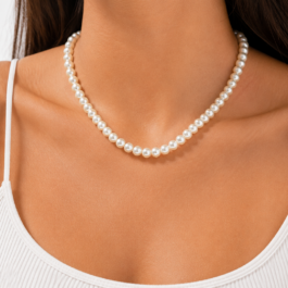Ghetto Stainless Steel Pearl Necklace 40cm