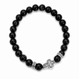Ghetto Black Beaded Cross Stretch Bracelet